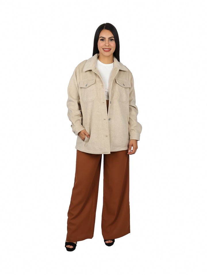 Pantalón de Vestir Ancho ATOK Color Café para Mujer