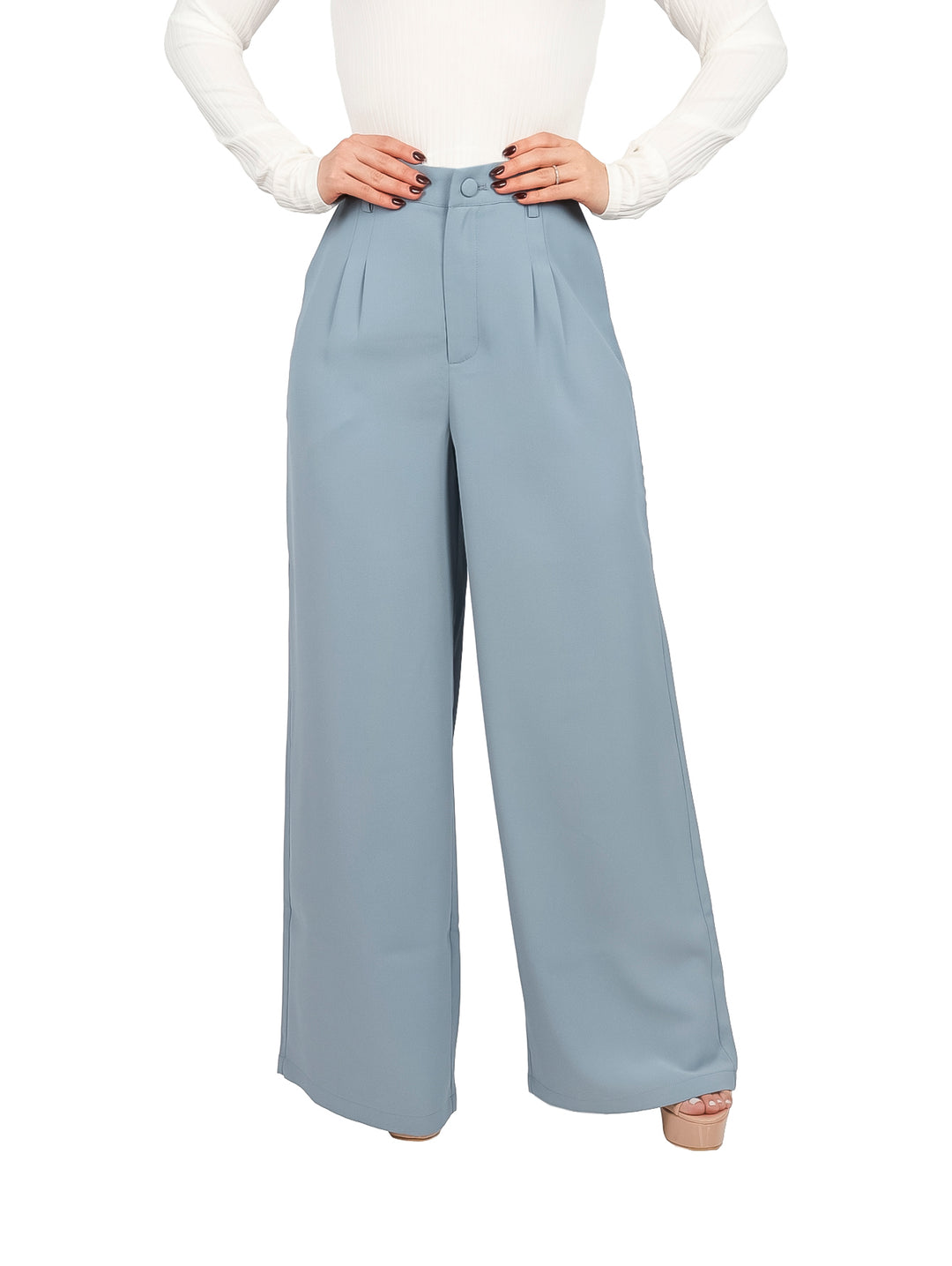 Pantalón de Vestir Ancho ATOK Azul Claro para Mujer