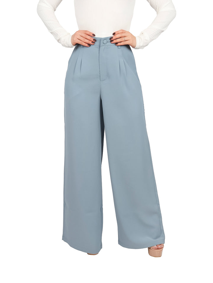 Pantalón de Vestir Ancho ATOK Azul Claro para Mujer