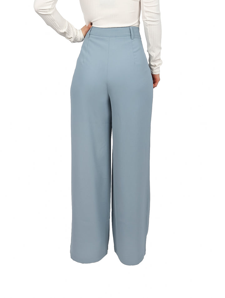 Pantalón de Vestir Ancho ATOK Azul Claro para Mujer