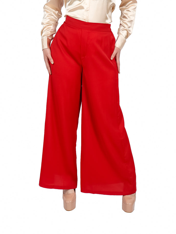 Pantalón ATOK Fluido Campana Rojo para Mujer