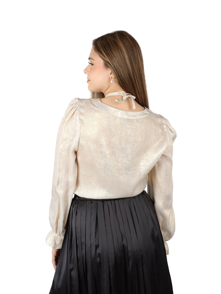 Camisa de Botones ATOK Color Dorado para Mujer