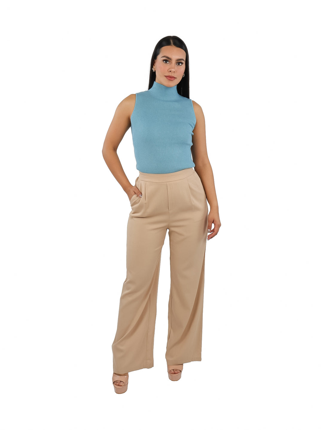 Pantalón Ancho ATOK Beige para Mujer
