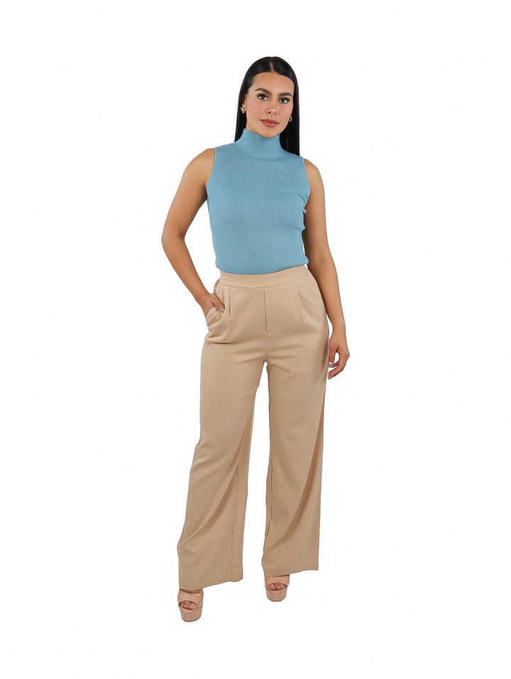 Pantalón Ancho ATOK Beige para Mujer