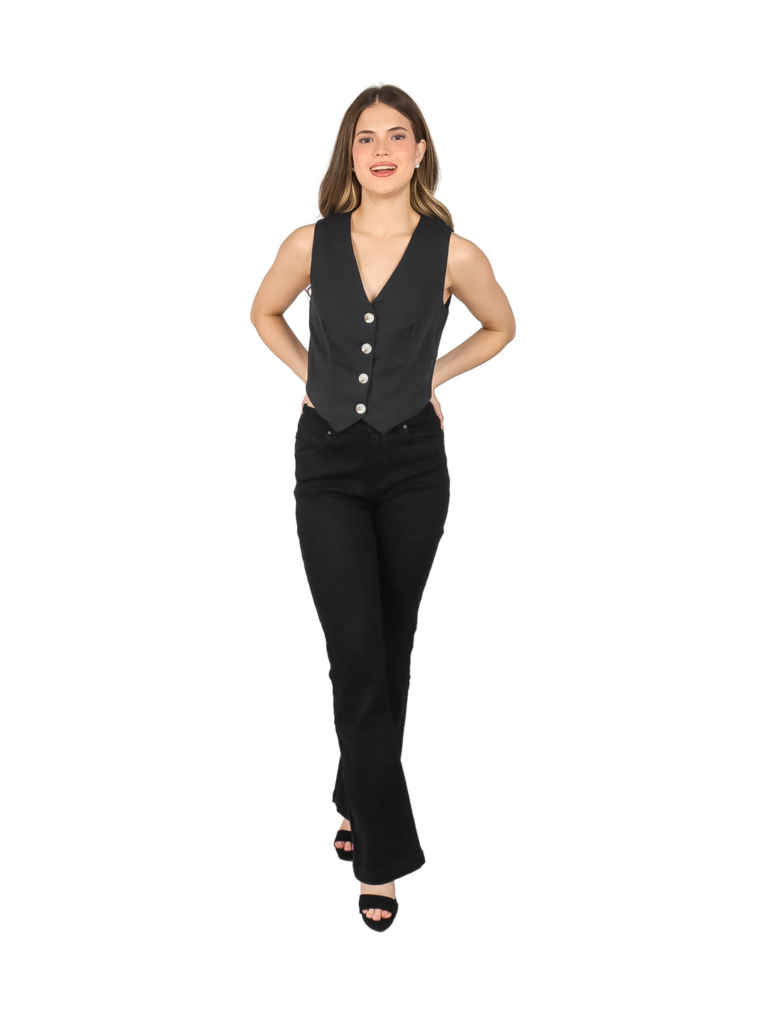 Chaleco ATOK Negro Cuello en V para Mujer