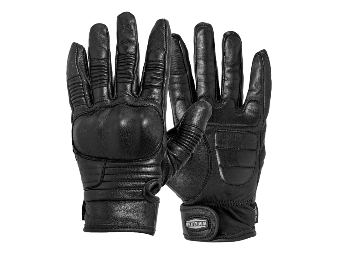 Guantes de Piel WKL para Motociclista Negro Unisex