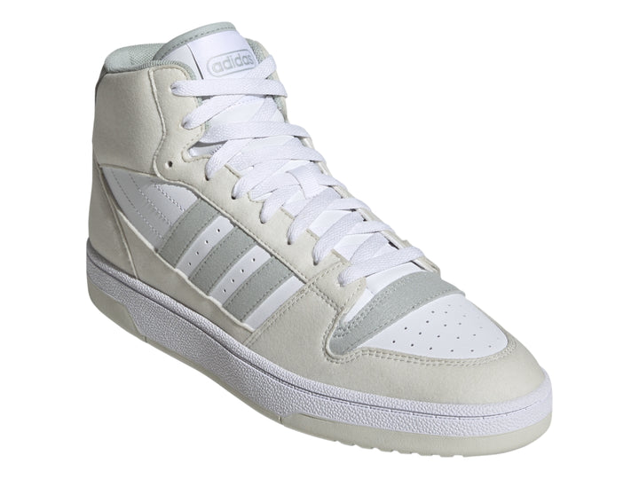 Tenis Adidas Break Start Mid en color Orbit Grey con detalles en blanco y suela blanca.