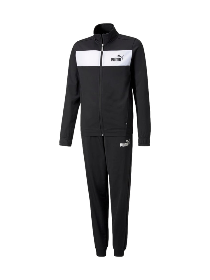 Conjunto deportivo Puma para niño en color negro con franja blanca en el pecho.