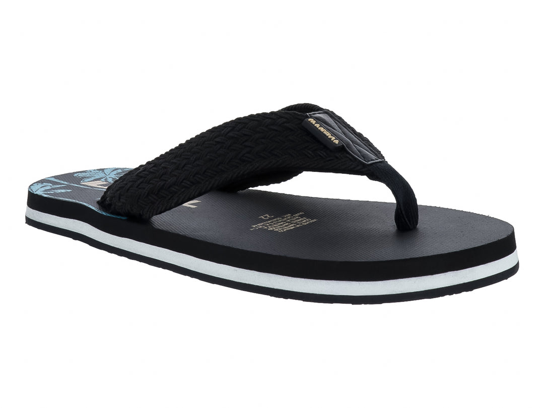 Sandalias negras de la marca Illegal con correa tejida y suela blanca contrastante.