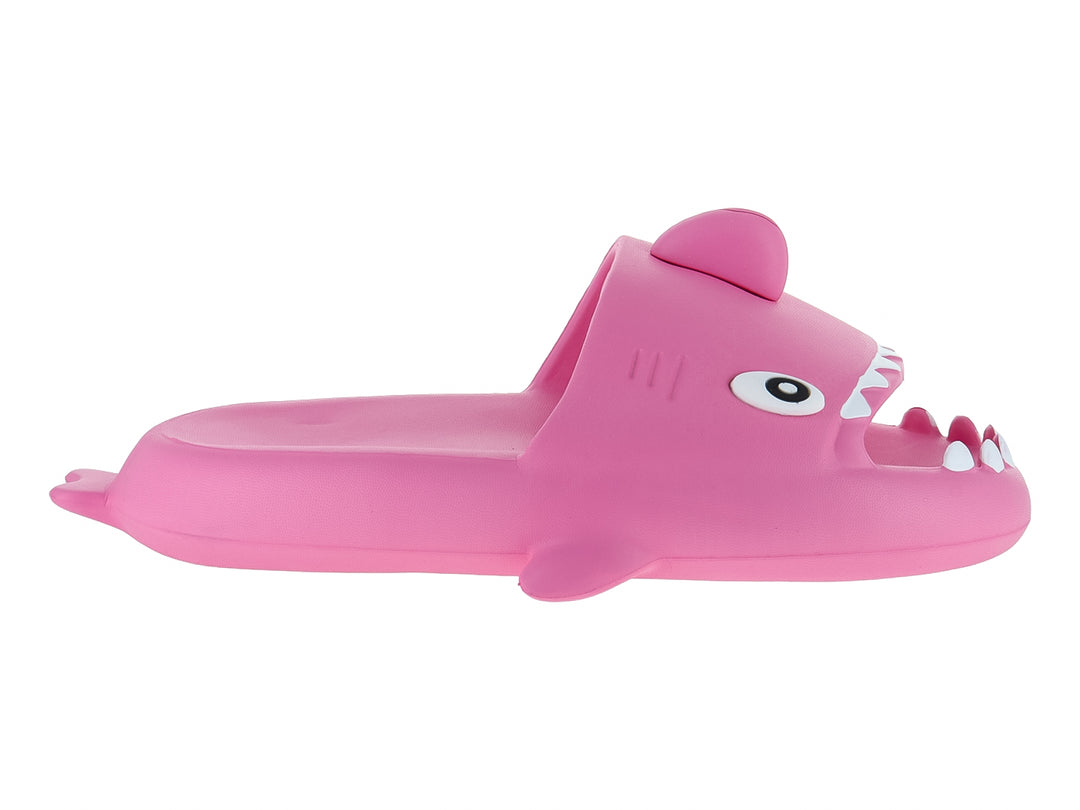 Sandalia rosa con diseño de tiburón para niños en material sintético.
