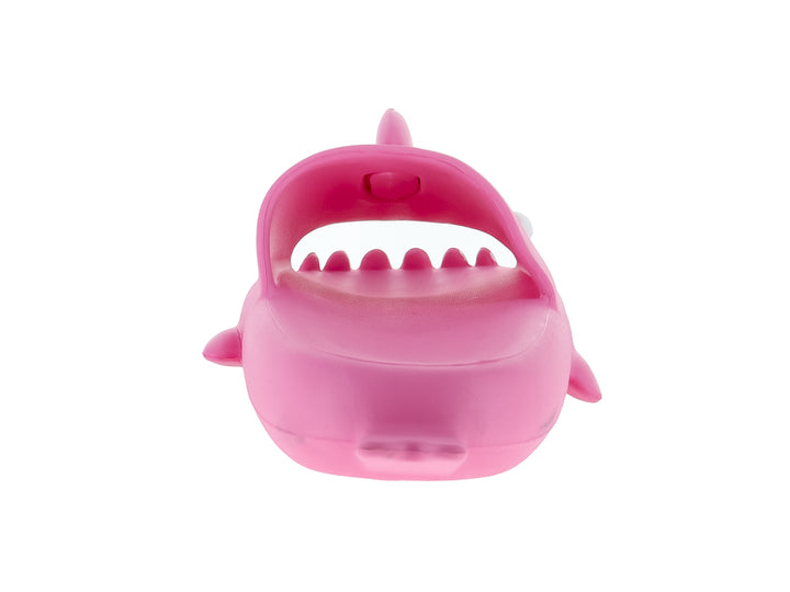 Sandalia rosa con diseño de tiburón para niños en material sintético.