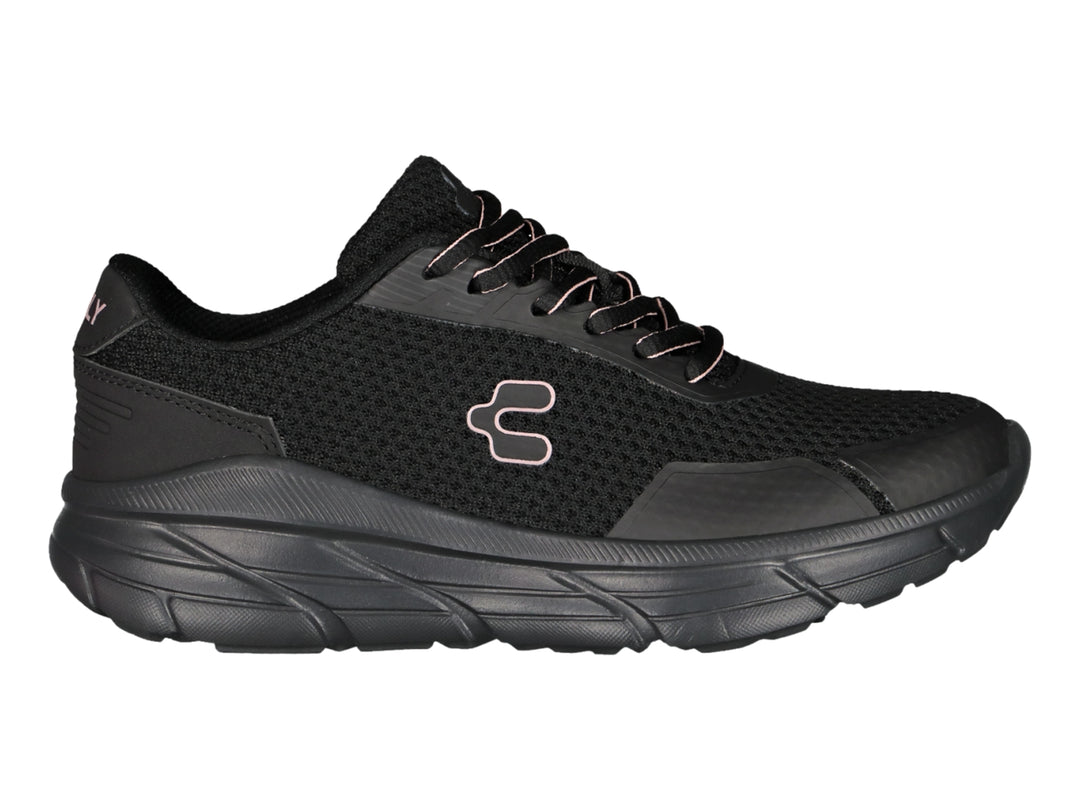 Tenis deportivos Charly color negro con malla transpirable y suela robusta.