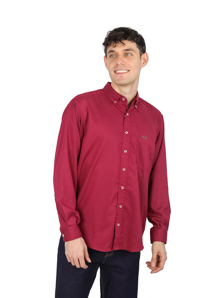 Camisa Lee Manga Larga Color Tinto para Hombre