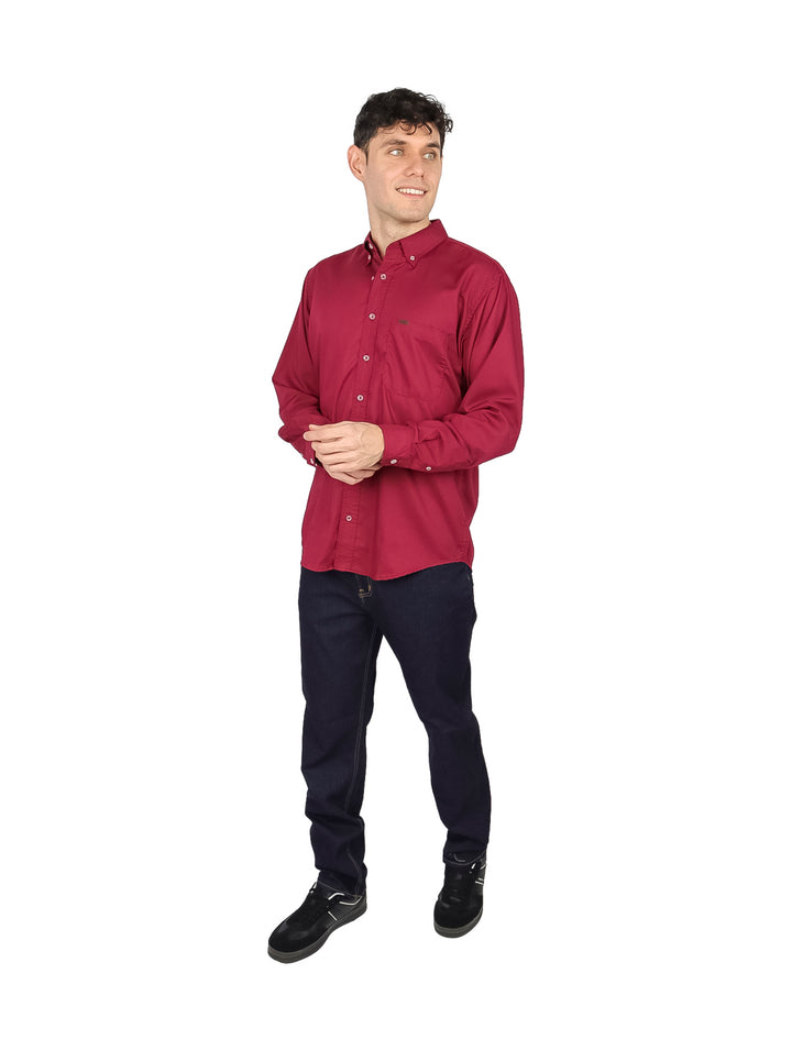 Camisa Lee Manga Larga Color Tinto para Hombre