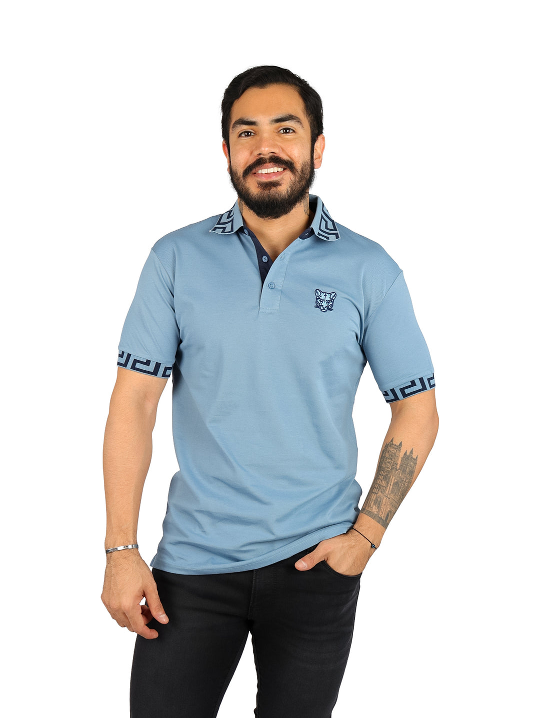 Playera Polo Platini Azul Claro para Hombre