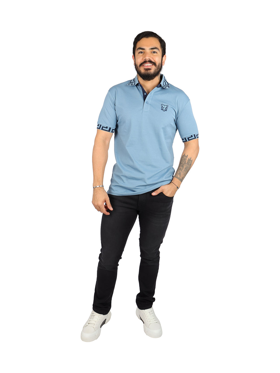 Playera Polo Platini Azul Claro para Hombre