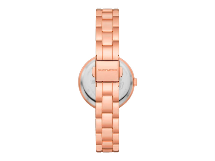 Set de 6 piezas que incluye un reloj y cinco pulseras en color rosa gold para mujer.