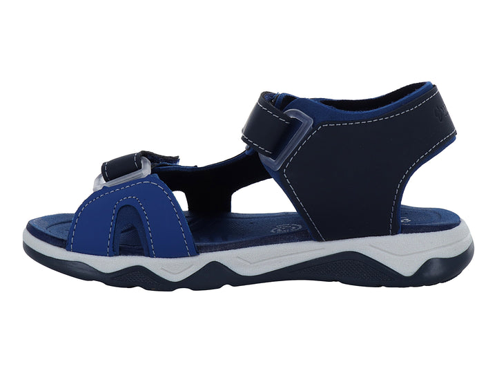 Sandalia para Niño VAVITO color azul rey con suela blanca y correas de velcro.