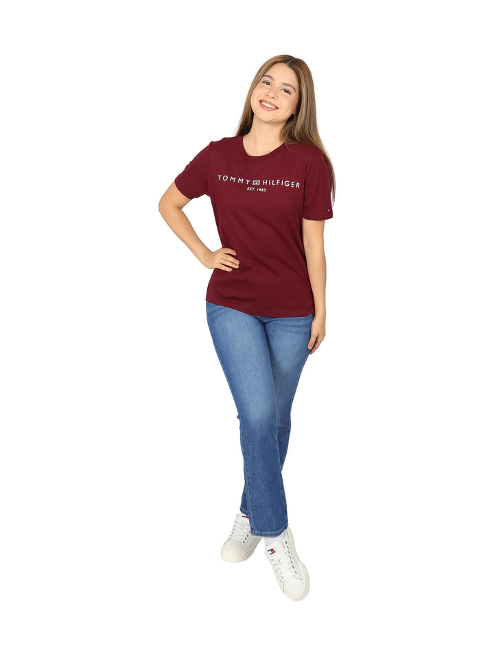 Playera Tommy Hilfiger Guinda para Mujer
