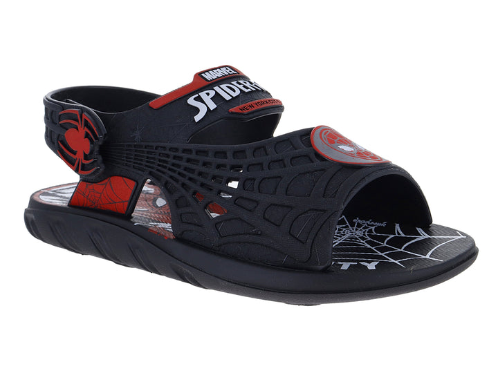Sandalia infantil Ipanema de Spider-Man en colores negro y rojo con correa ajustable.