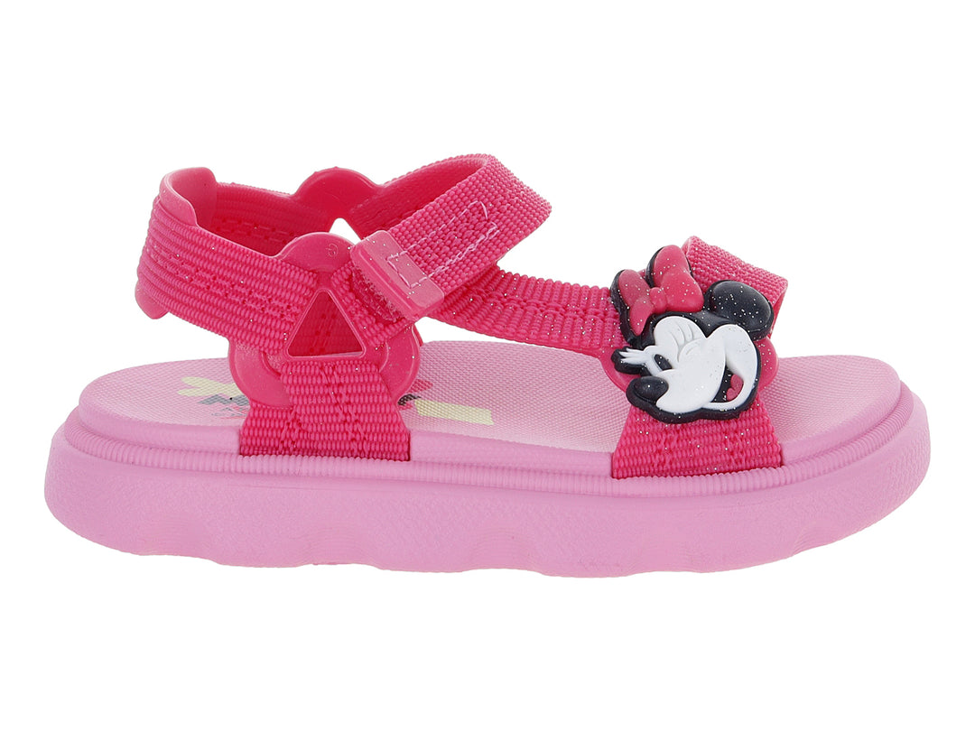 Sandalias rosas para bebé de la marca Ipanema Disney con personaje de Minnie Mouse y correas ajustables.
