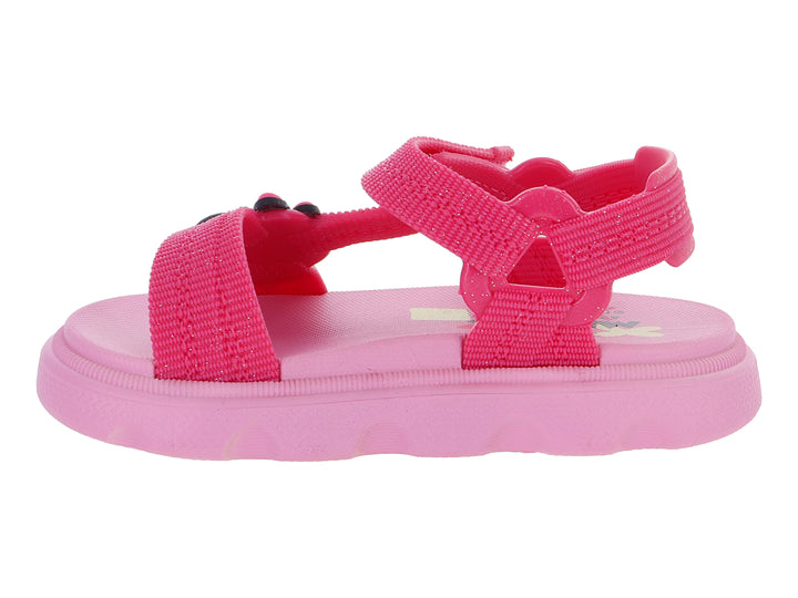 Sandalias rosas para bebé de la marca Ipanema Disney con personaje de Minnie Mouse y correas ajustables.