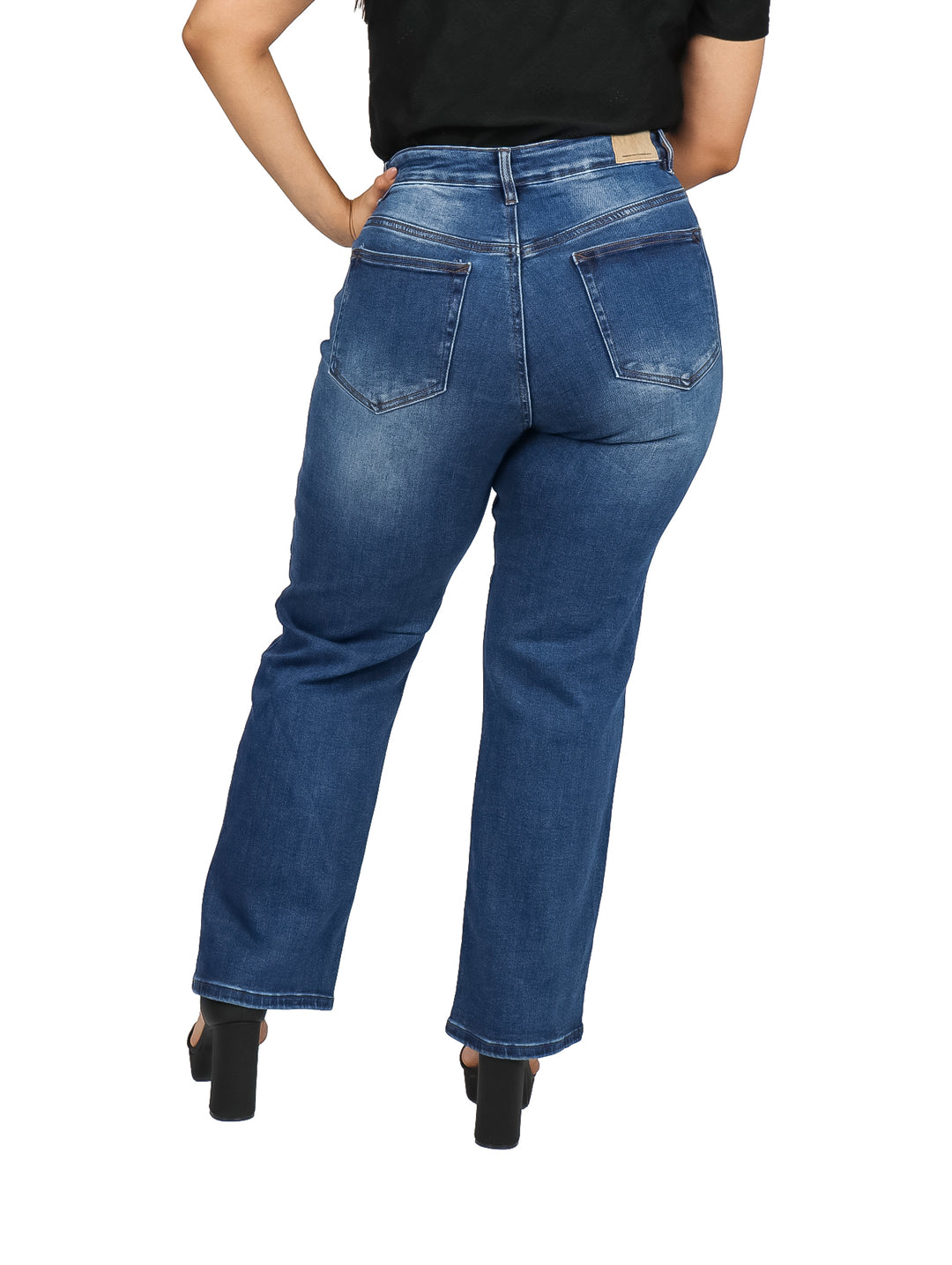 NYD Jeans Rectos Curvy Color Stone para Mujer