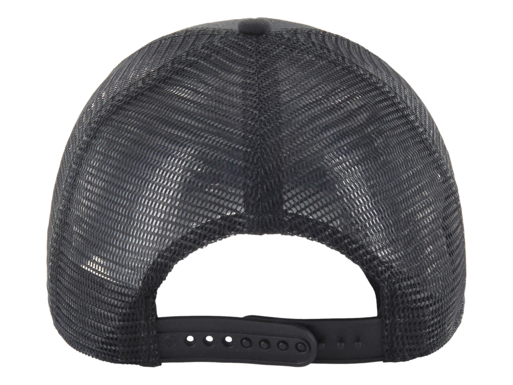 Gorra de béisbol negra con logo NY blanco bordado y panel trasero de malla.