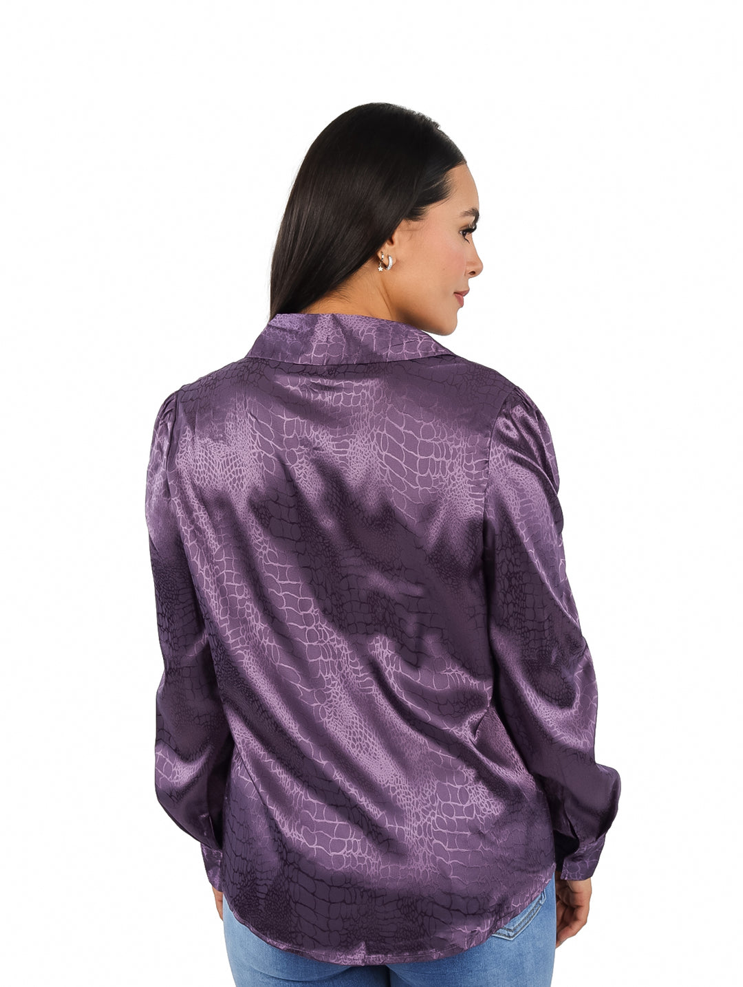 Blusa ATOK Morada de Satín para Mujer