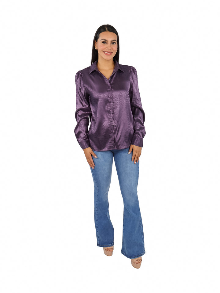 Blusa ATOK Morada de Satín para Mujer