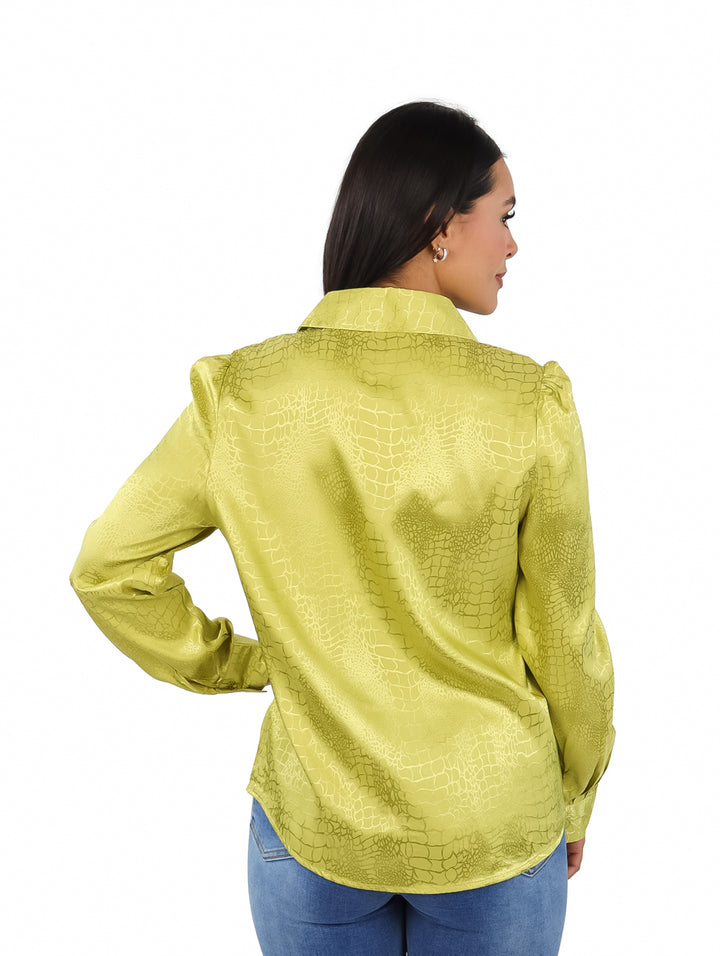 Blusa ATOK Satín Verde Lima para Mujer