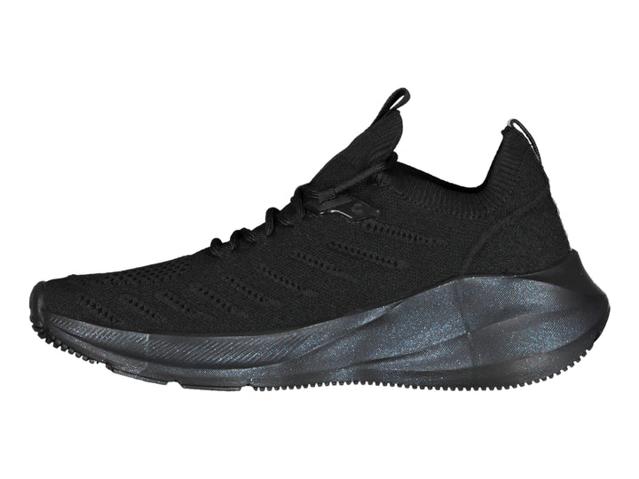 Tenis deportivos Charly color negro total con suela robusta y parte superior de tela transpirable.