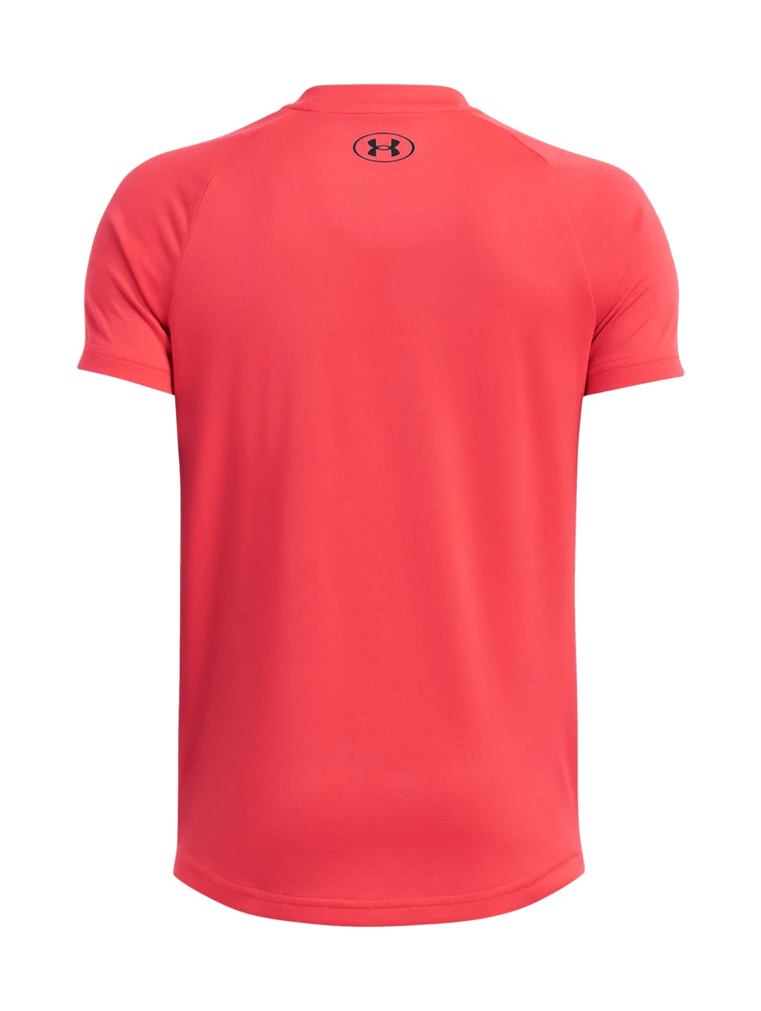 Camiseta deportiva Under Armour de color rojo con logo negro en el pecho.