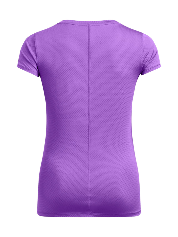 Camiseta deportiva de manga corta color morado Under Armour para mujer.