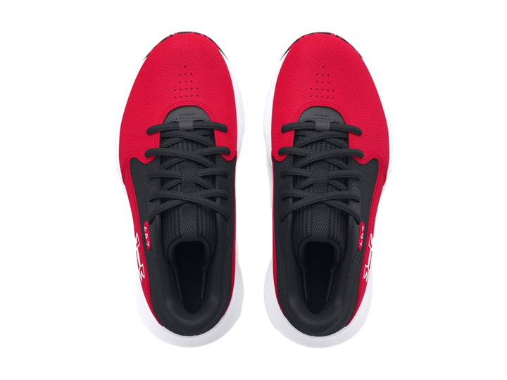 Tenis de baloncesto Under Armour Lockdown 7 en colores rojo, negro y blanco.