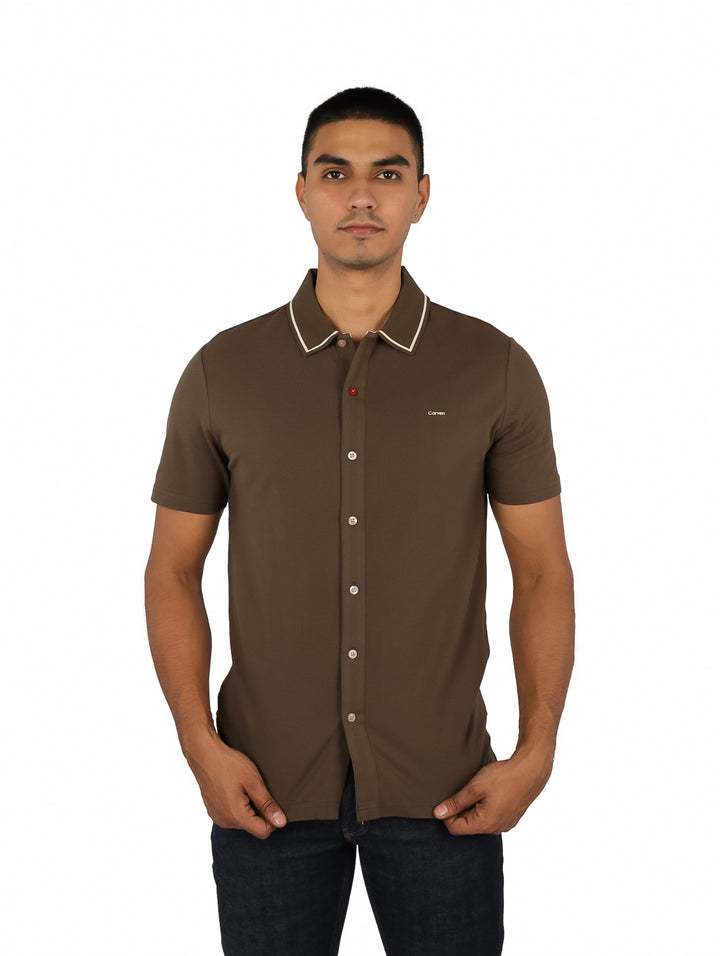Camisa Carven Manga Corta Color Canteen para Hombre