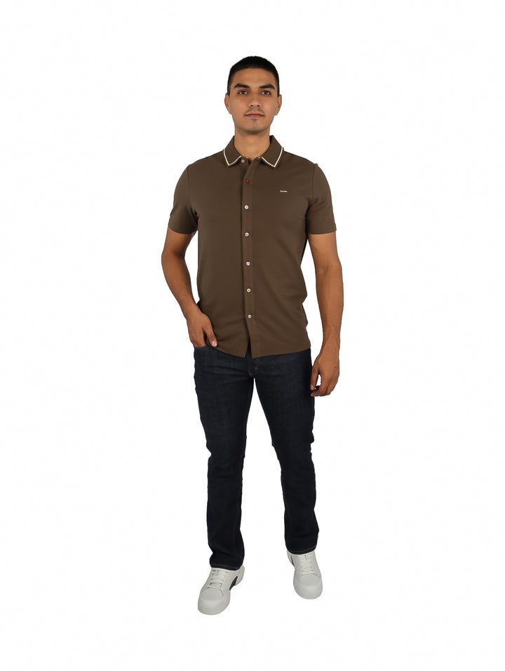 Camisa Carven Manga Corta Color Canteen para Hombre