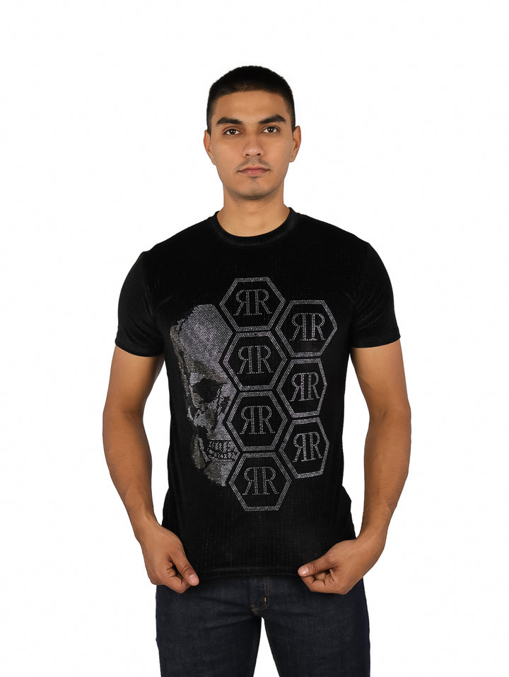Playera Moda Pritex Negro Plata para Hombre