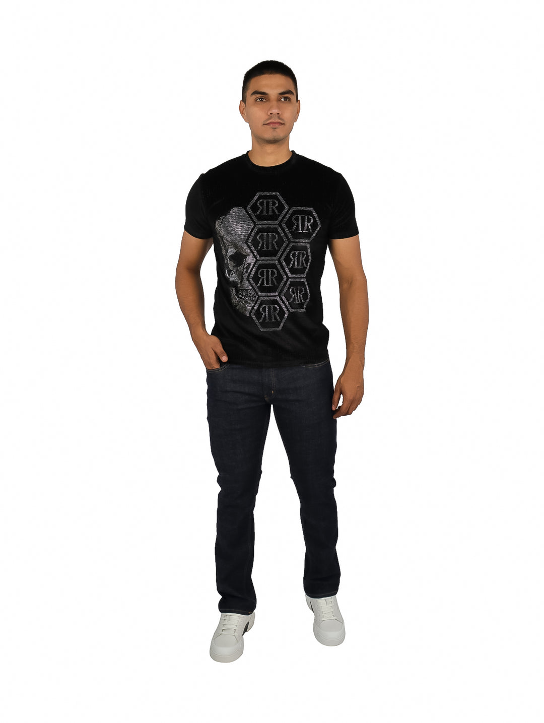 Playera Moda Pritex Negro Plata para Hombre