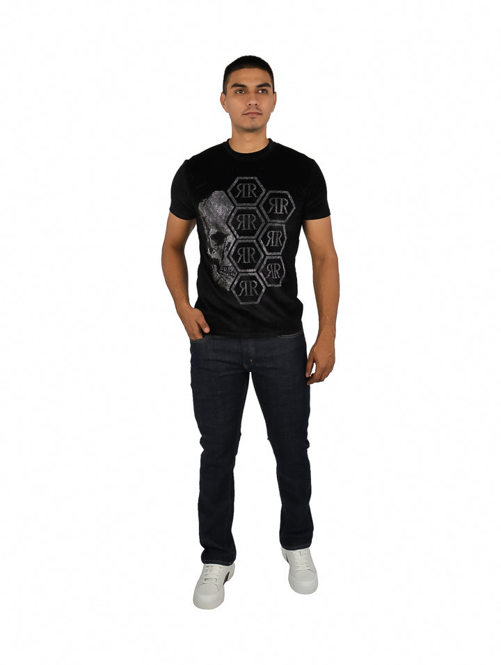 Playera Moda Pritex Negro Plata para Hombre