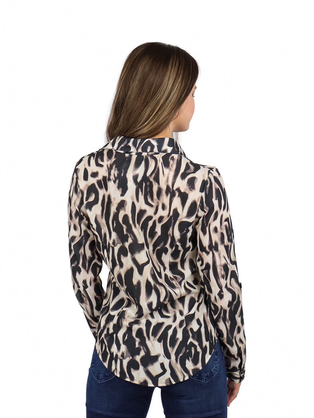 Blusa Camisera Jazmin Beige y Negro para Mujer
