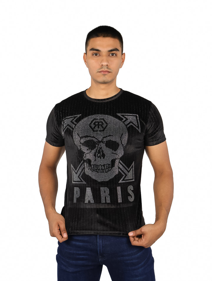 Playera Moda Pritex Negro Plata para Hombre