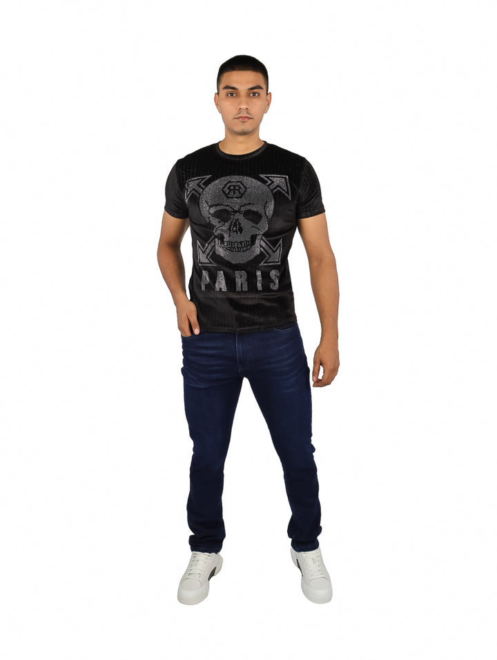 Playera Moda Pritex Negro Plata para Hombre
