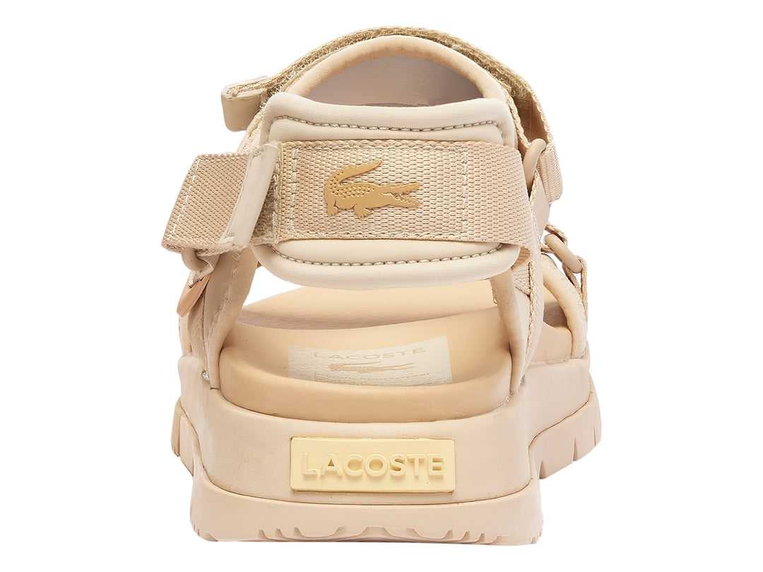 Sandalias Lacoste Suruga PRM color beige con suela gruesa y correas ajustables.