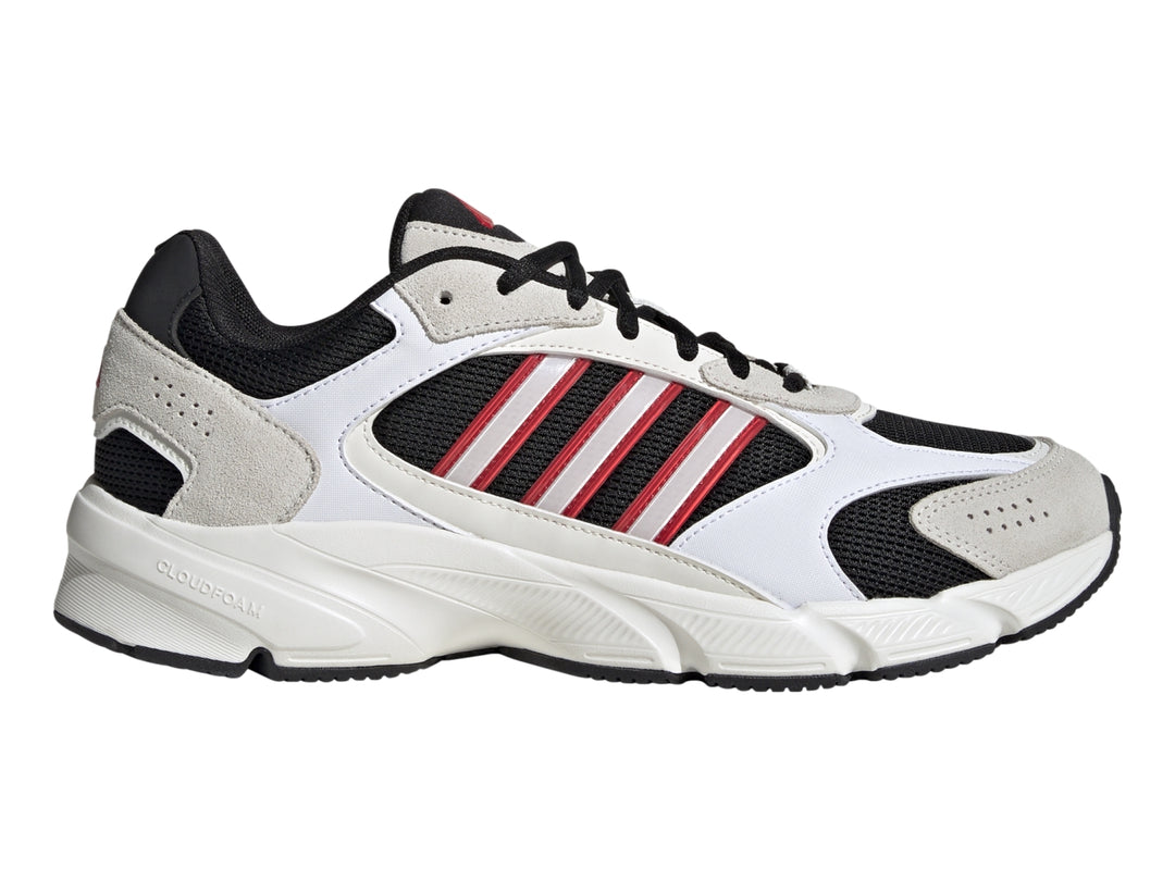 Tenis Adidas Crazy Chaos 2000 en color blanco con detalles en negro y franjas laterales rojas.