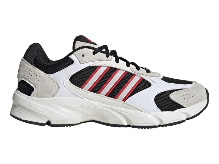 Tenis Adidas Crazy Chaos 2000 en color blanco con detalles en negro y franjas laterales rojas.