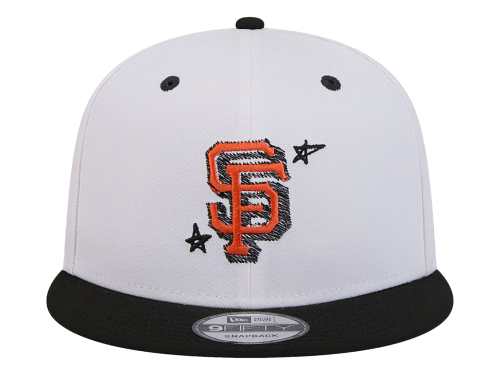 Gorra de béisbol New Era blanca con visera negra y logotipo bordado de los San Francisco Giants.