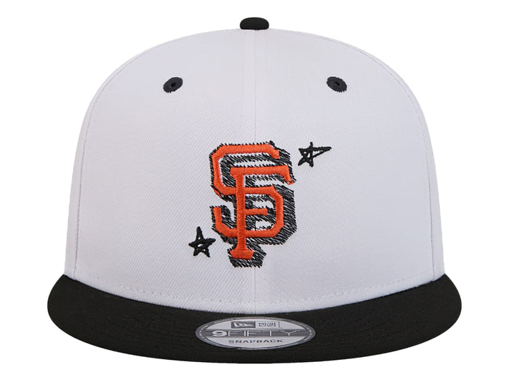 Gorra de béisbol New Era blanca con visera negra y logotipo bordado de los San Francisco Giants.