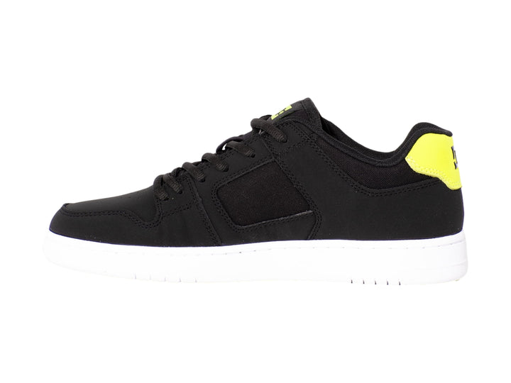 Tenis DC Shoes modelo Adys en color negro con detalles en lima y suela blanca.