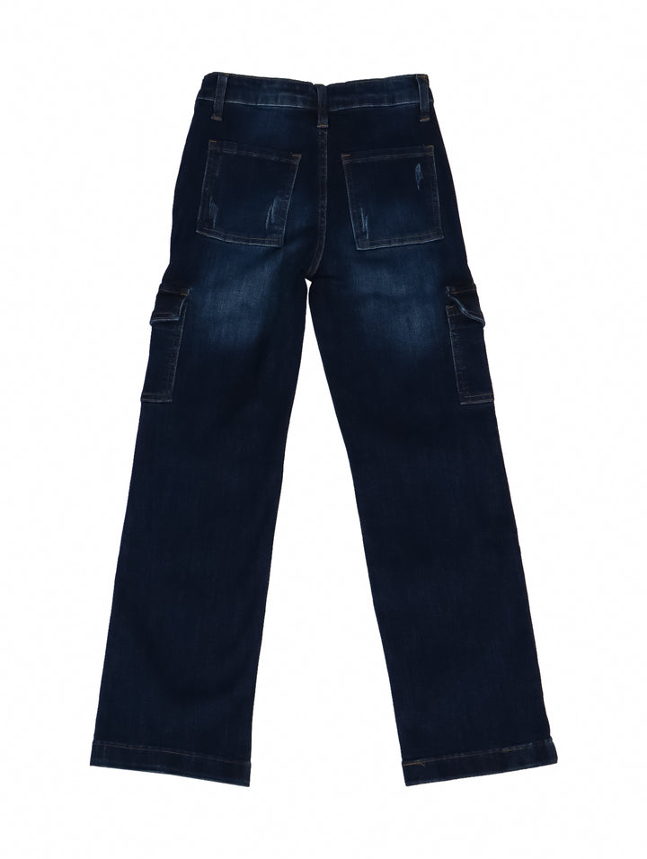 Pantalones Michelle Ferrar Wide Leg Cargo Azul Oscuro para Niña